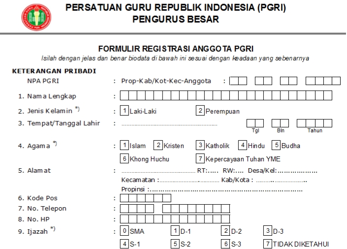 Pendaftaran PGRI Sukasari - Persatuan Guru Republik Indonesia Cabang Sukasari